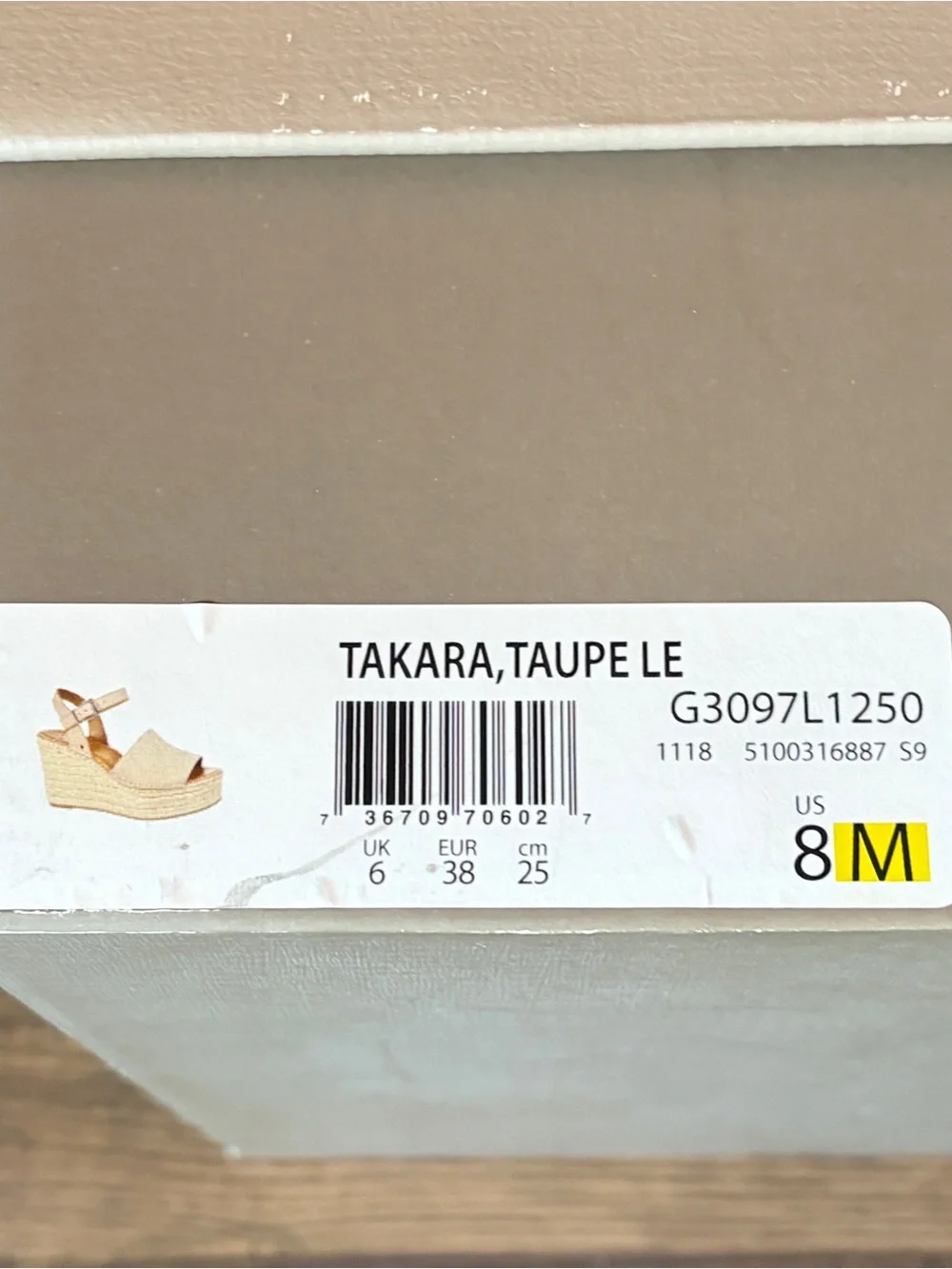 Franco Sarto 'Takara' Taupe Faux Snake Skin Espadrille Wedge Sandals -  Size 8M